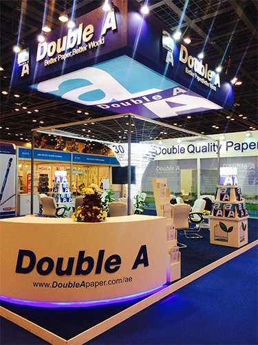 <b>Double A</b>’s stand at the Paperworld Middle East 2016 is inspired by the 30 million fiber per gram content of its premium quality paper. This unique fiber content translates into smoother paper, double-sided printability and superior bulk for better printing.