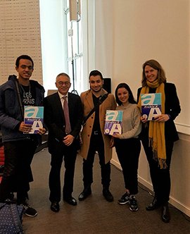 Mr. Thirawit Leetavorn (2nd from left), and Ms. Eva Delacroix (rightmost), the Programme Director with the graduate students of Dauphine University.
